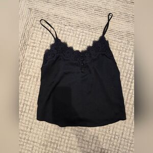 Abercombie And Fitch Black Lace Trim Satin Camisole